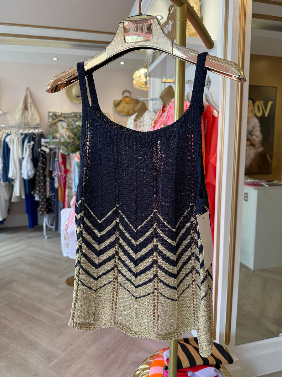 Navy lurex cami – Bella Mella